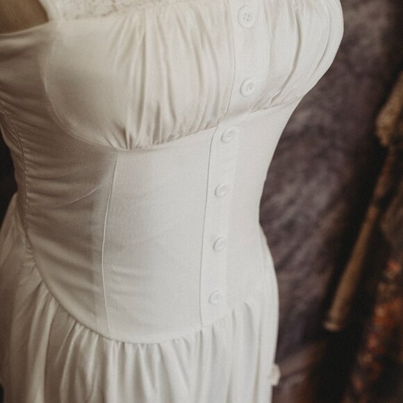 Milkmaid Dress Full Length Maxi With Ruffles Bustier Style New NWT Women - Picture 6 of 7